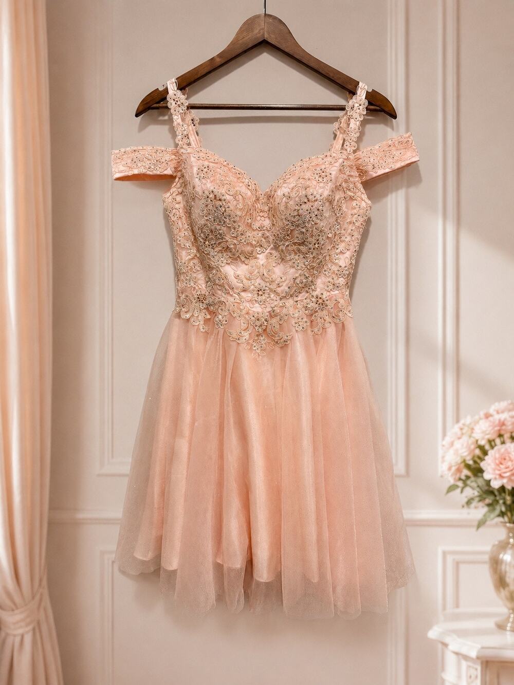 Cinderella Divine Blush Rhinestone Corset Homecoming Dress M